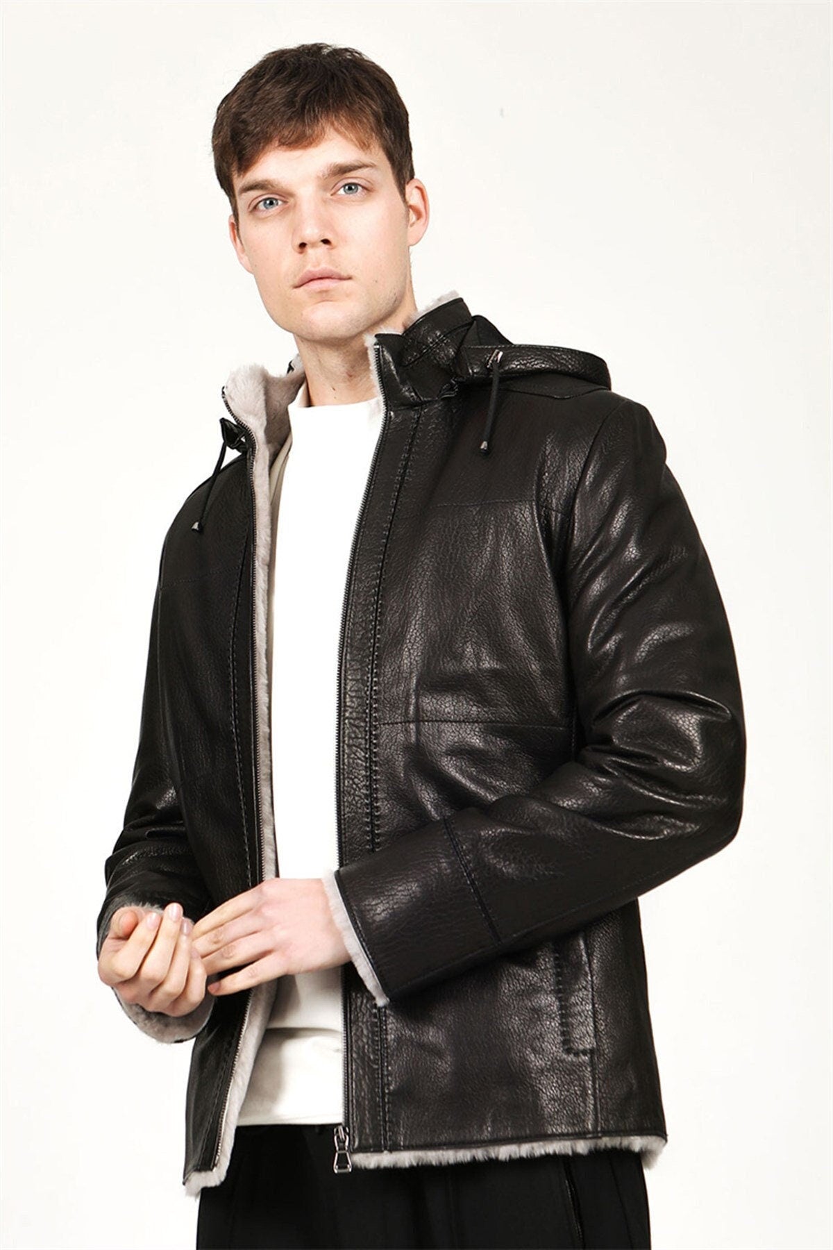 Calfskin | Leather Coat | Tailored to Your Size | Brown | Blue | Black | CalfSkin |  Leather  jacket | Cow leather | Gifts For Men  99percenthandmade