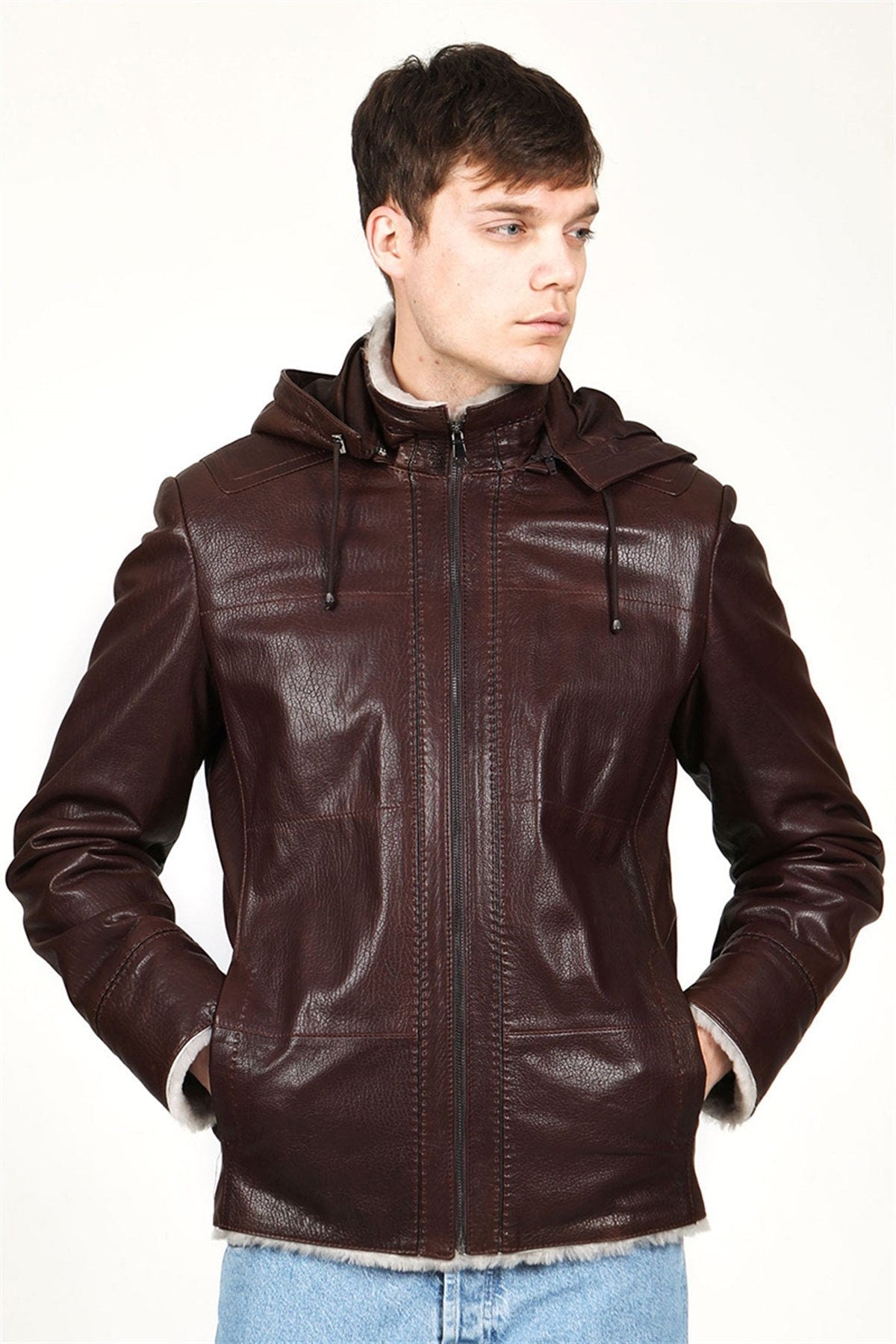 Calfskin | Leather Coat | Tailored to Your Size | Brown | Blue | Black | CalfSkin |  Leather  jacket | Cow leather | Gifts For Men  99percenthandmade