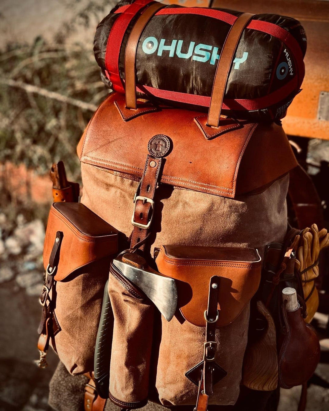 Camping Backpack | Camping Backpacks | Handmade Leather, Waxed Backpack for Travel, Camping, Hunting, Bushcraft, Hiking | 45 Liter | Survival | Personalization bushcraft - camping - hiking backpack 99percenthandmade