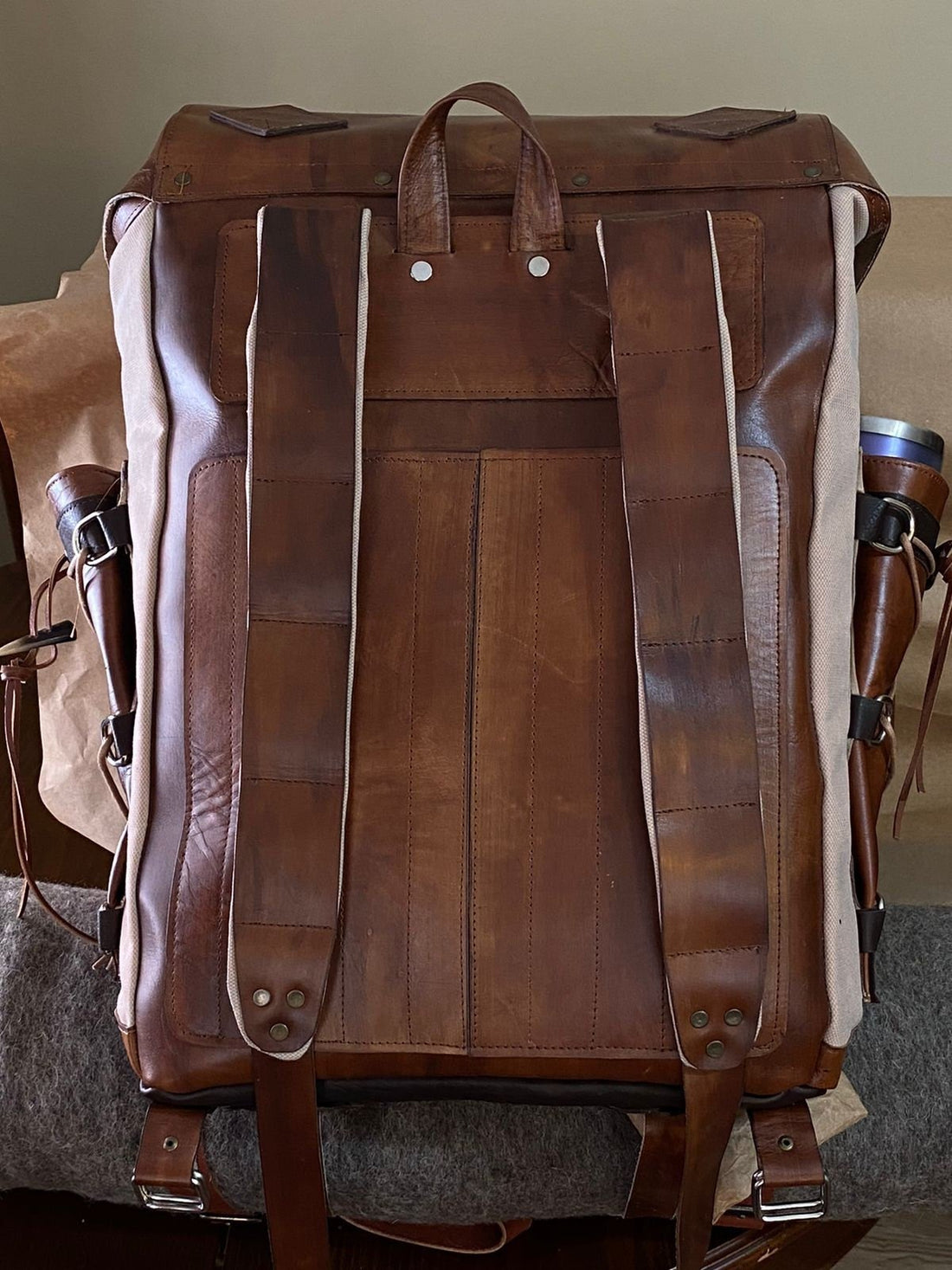 Camping Backpack | Camping Backpacks | Leather and Waxed Canvas | Camping Design Awards | Handmade Leather and Waxed Backpack for Travel, Camping, Hunting, Hiking | 45 Liter | Personalization bushcraft - camping - hiking backpack 99percenthandmade