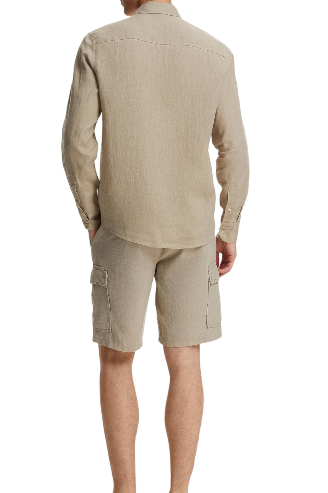 Classic Fit Linen Beige Long Sleeve Shirt Shirt 99percenthandmade