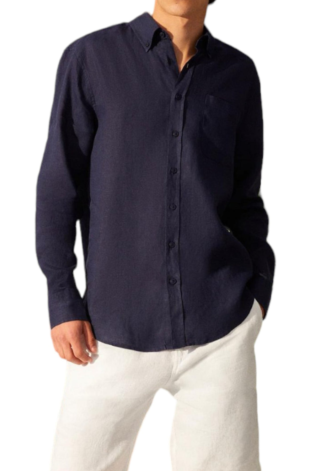 Classic Fit Linen Blue Long Sleeve Shirt Shirt 99percenthandmade