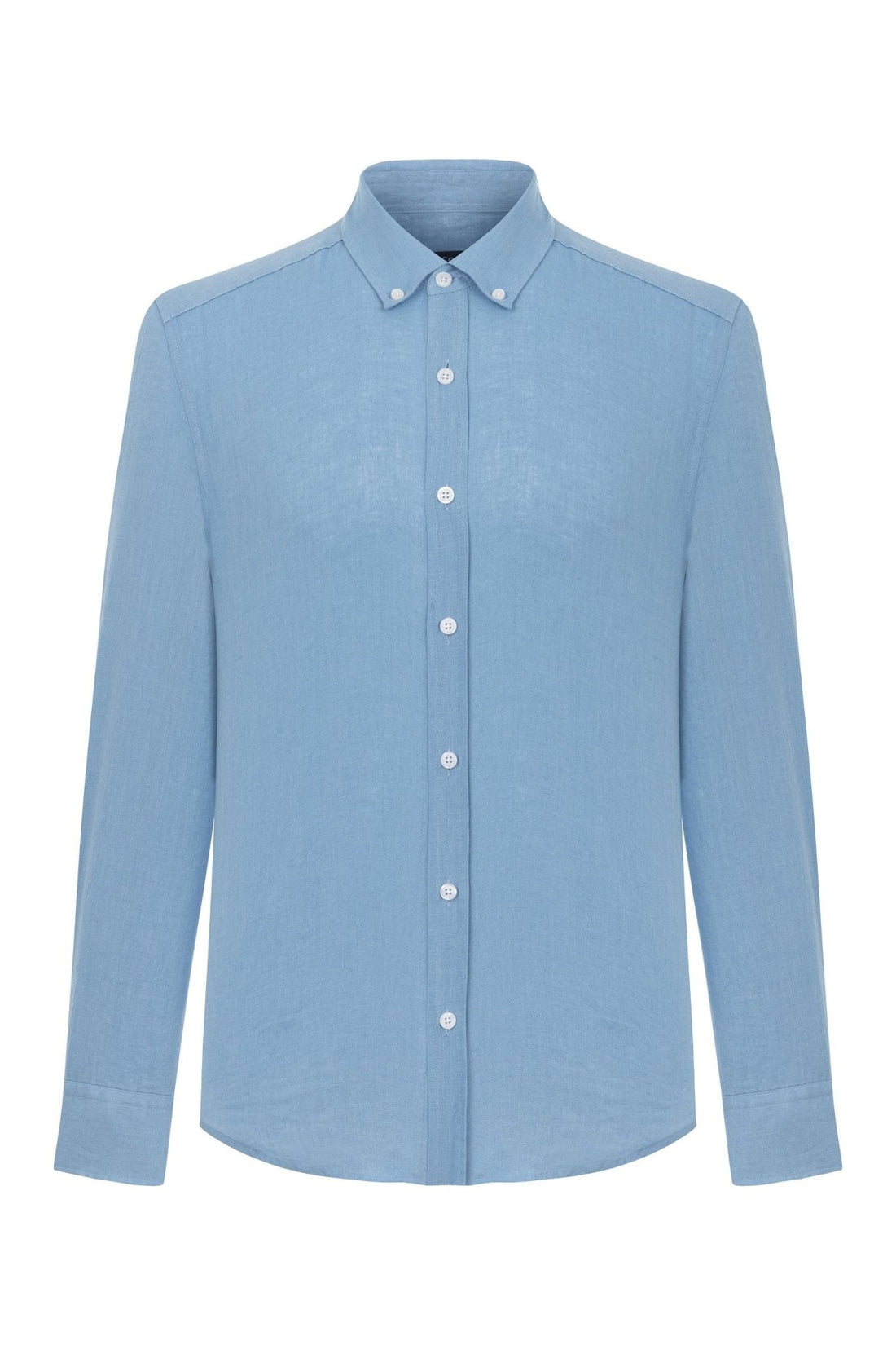 Classic Fit Linen Blue Long Sleeve Shirt Shirt 99percenthandmade