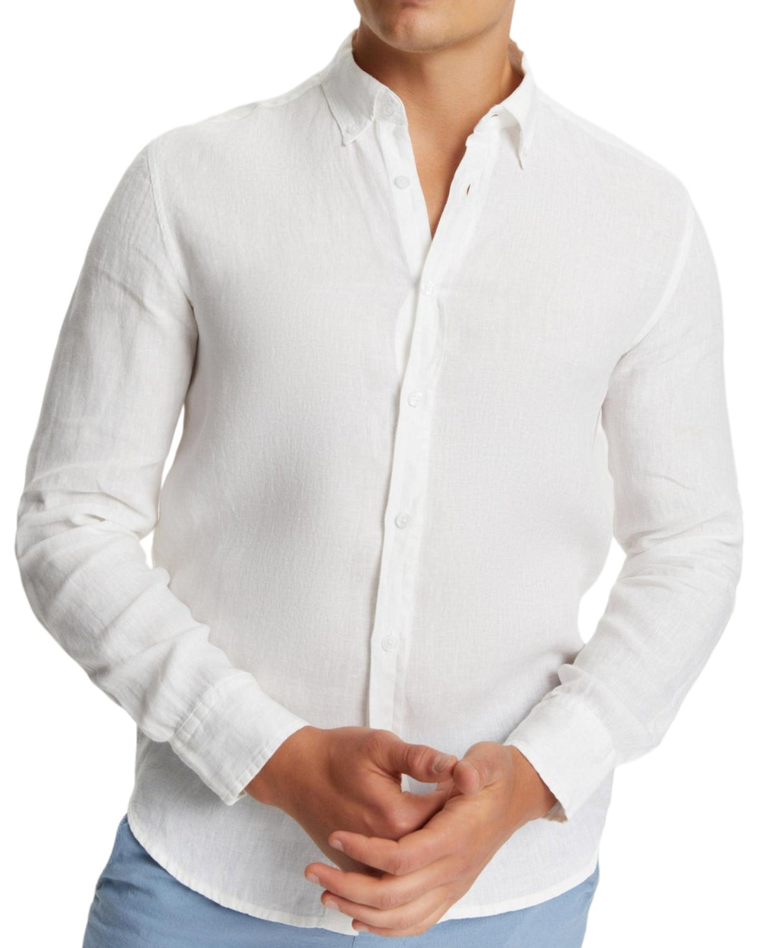 Classic Fit Linen White Long Sleeve Shirt Shirt 99percenthandmade
