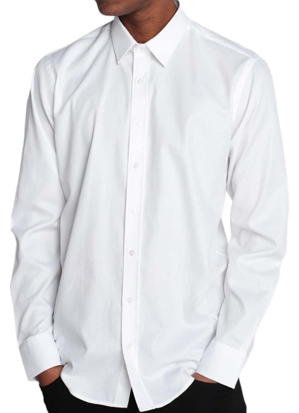 Classic Fit White Sleeve Cotton Texture Shirt 99percenthandmade