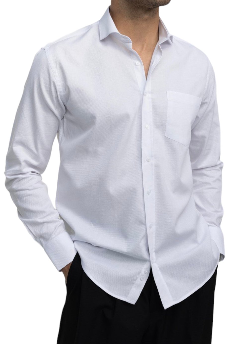 Classic Fit White Sleeve Cotton Shirt 99percenthandmade