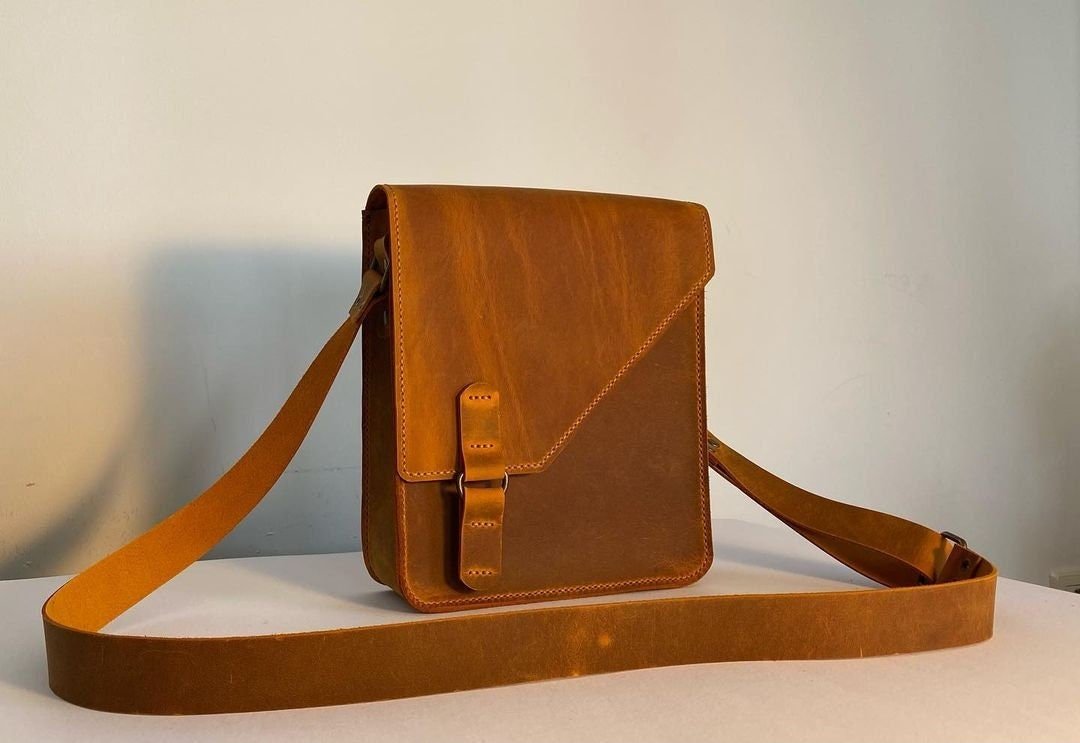 Dark Brown Handmade Leather Purse Crossbody  | Leather Bag | Leather Purse Crossbody | Leather Messenger Bag | For Special Discont PM Me  99percenthandmade Large:42x30x10 Tan 