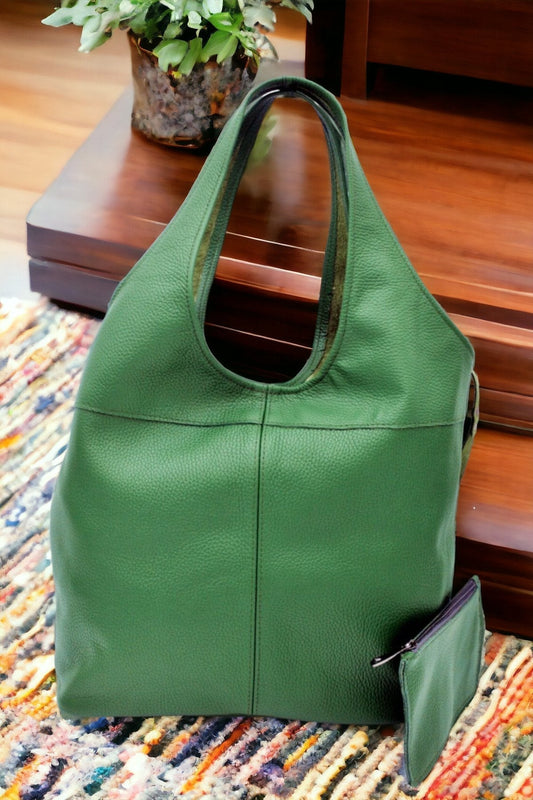 Genuine Leather Shoulder Bag - 9 Color Options  99percenthandmade Green  