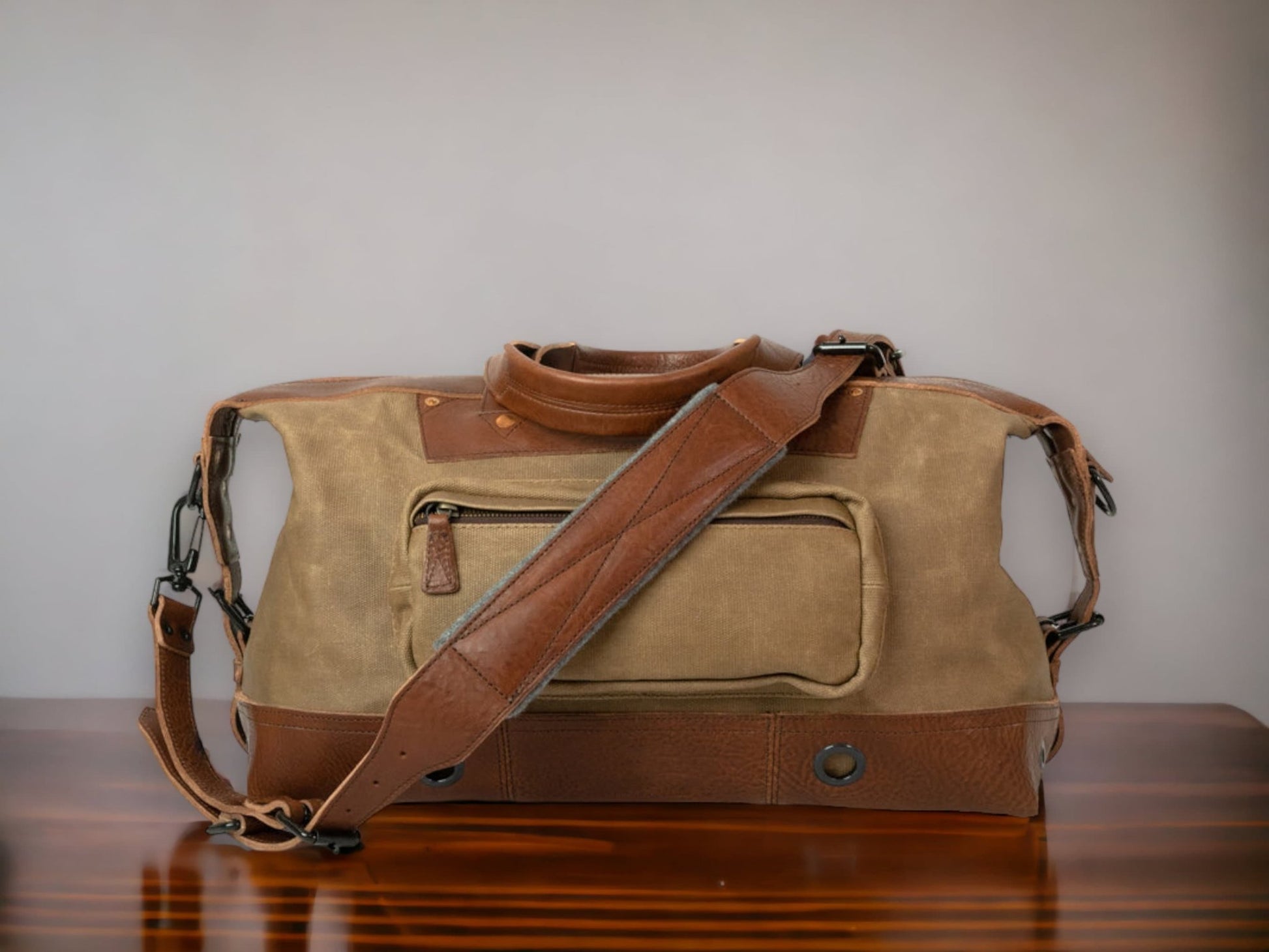 Green | Large Men's Leather Duffle Bag | Travel Holdall | Luggage | Carry All Holdall |  Leather Luggage | Carry on Baggage  | Suitcase  99percenthandmade Brown Small - Liner No 