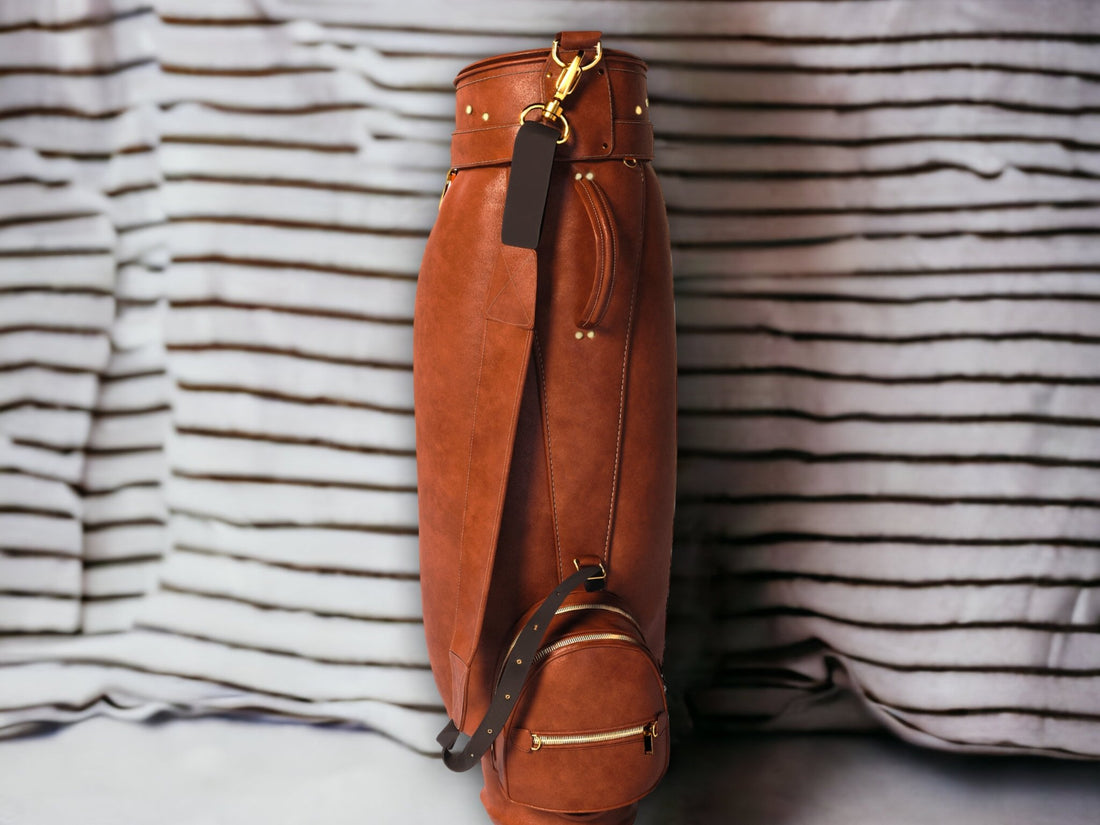 Handmade Leather Brown Golf Stand  | Tailor Made Golf Bag  | Leather Golf Stand  | Leather Golf Bags  99percenthandmade
