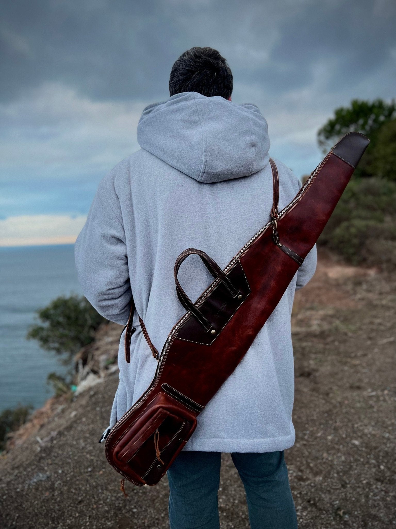 backpack scabbard leather Handmade Rifle Bag 40–60 Inch | Leather & Waxed Canvas