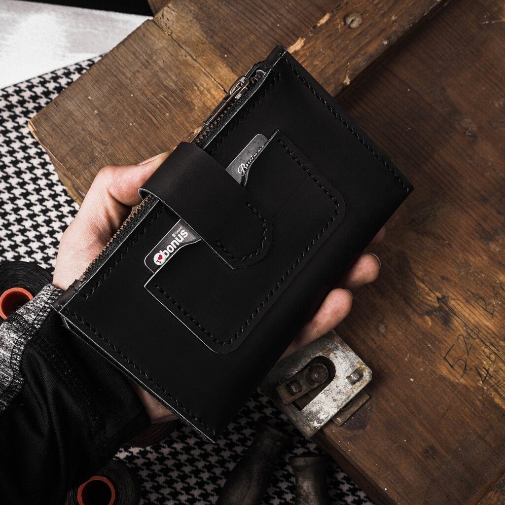 Handmade Wallet with 2 Colour Tobacco, Black Personalized Wallet | You can Engrave inside outside of Wallet  99percenthandmade Black  