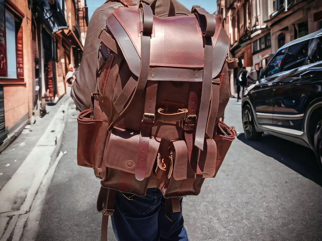 Handmade | Leather | 50 L | Leather Backpack | Daily Use | 2 Laptop Compartment | Bushcraft, Travel, Camping, Hunting, Fishing, Sports bag  99percenthandmade