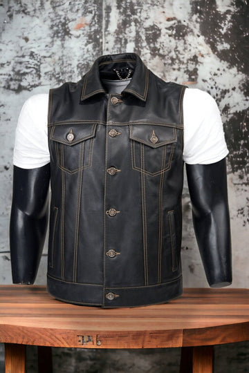 Leather Motorcycle Vest | Biker Vest | Leather Vest with Gun Pockets | Tailored to Your Size | Handmade | Cowhide skin | Sheepskin | Gifts  99percenthandmade