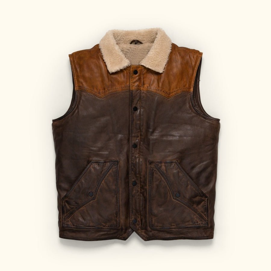 Leather | Sherpa Vest | Sherpa Jacket | Tailored to Your Size | Tan | Brown | Sheepskin | lambskin | Gifts For Men  99percenthandmade XS Vest 