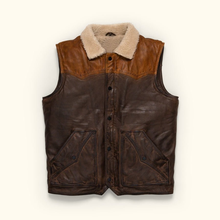 Leather | Sherpa Vest | Sherpa Jacket | Tailored to Your Size | Tan | Brown | Sheepskin | lambskin | Gifts For Men  99percenthandmade XS Vest