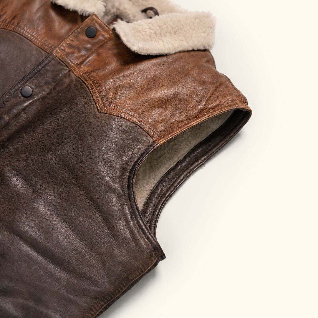 Leather | Sherpa Vest | Sherpa Jacket | Tailored to Your Size | Tan | Brown | Sheepskin | lambskin | Gifts For Men  99percenthandmade   