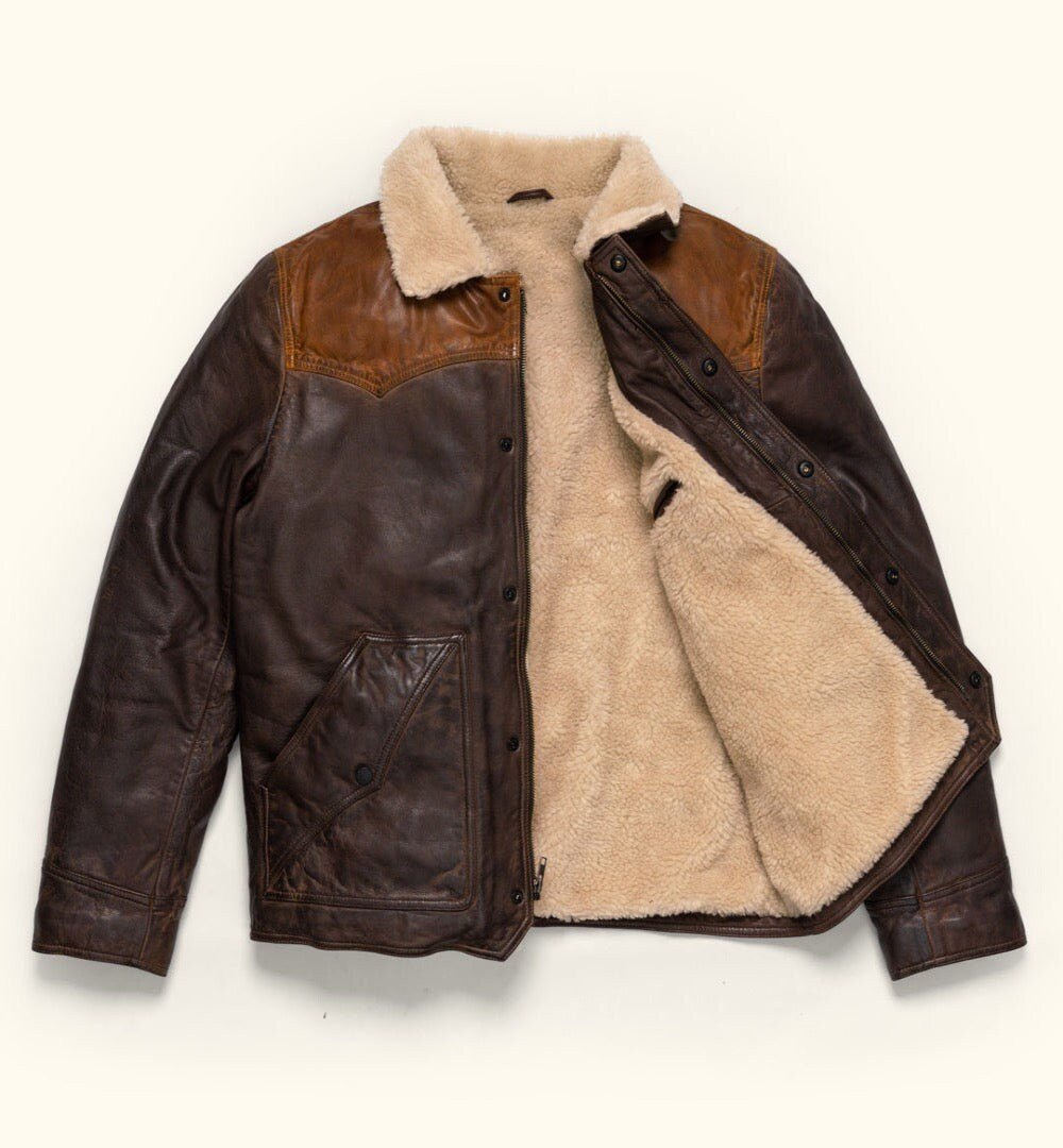 Leather | Sherpa Vest | Sherpa Jacket | Tailored to Your Size | Tan | Brown | Sheepskin | lambskin | Gifts For Men  99percenthandmade   