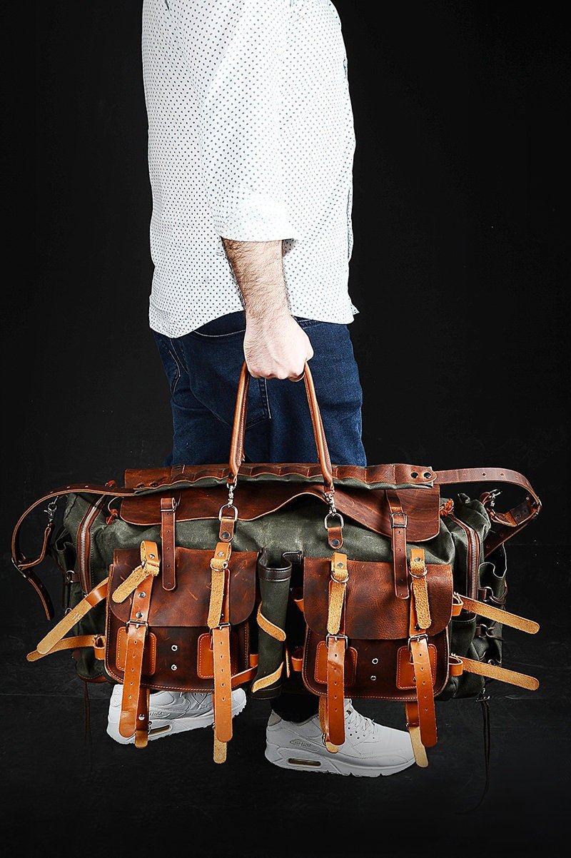 crossbody travel duffle bag Limited Edition | Duffle Bag | Leather and Canvas | Handmade