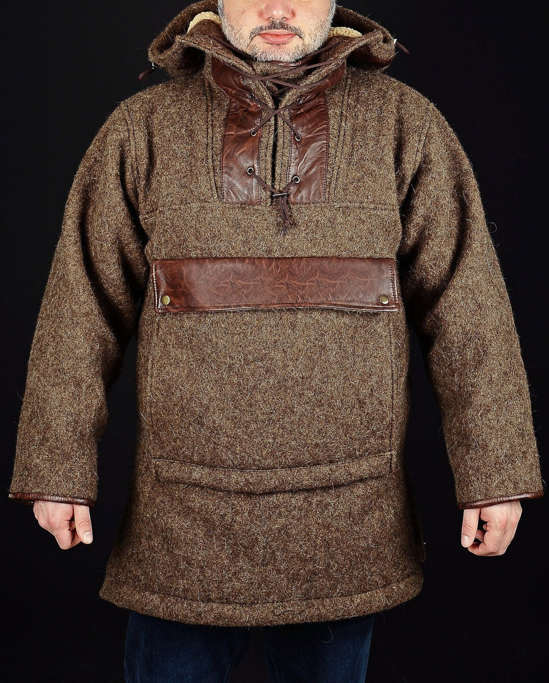 Tailormade Bespoke Brown Anorak with leather details | You will be ready for adventure | Best Protection For Cold, Full Handmade  99percenthandmade