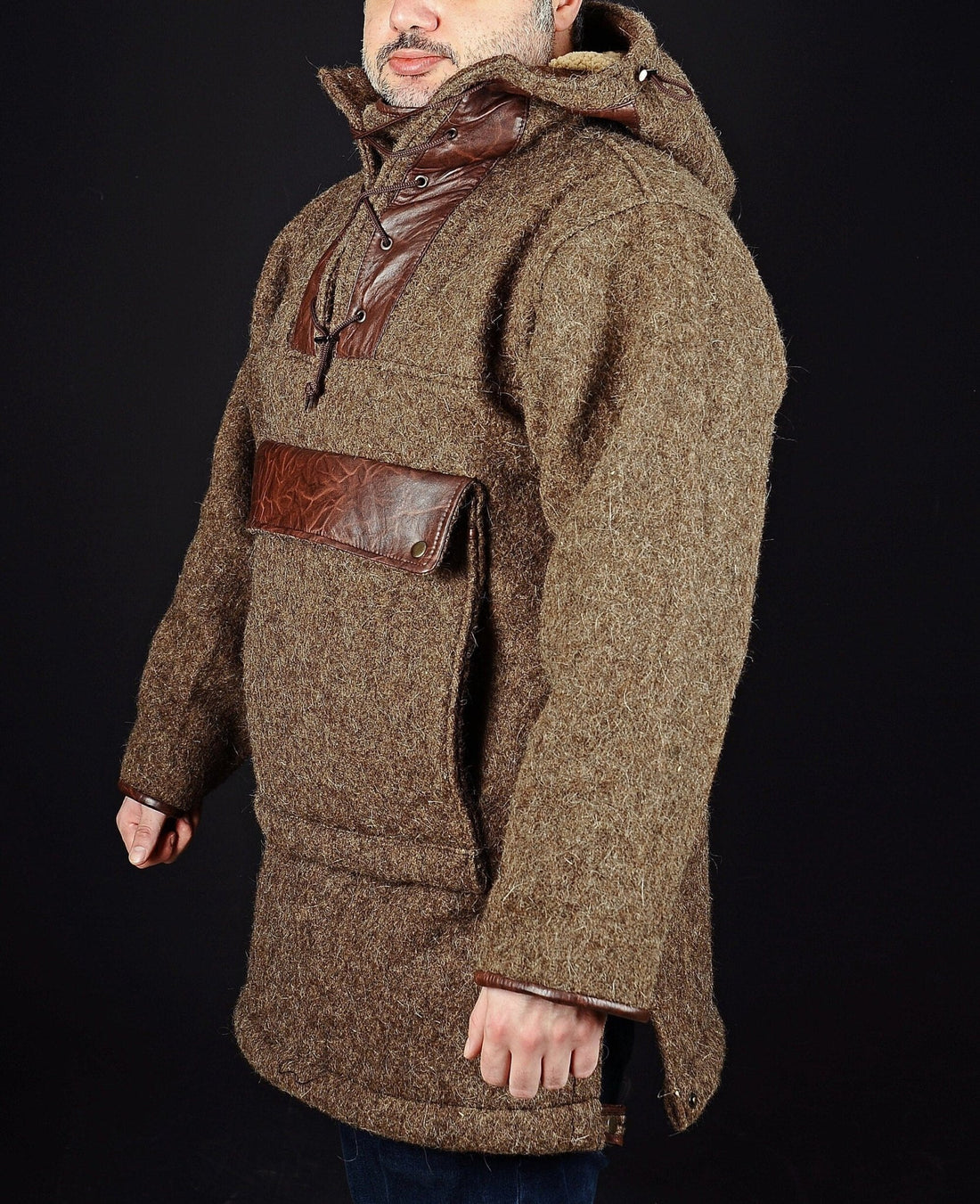 Tailormade Bespoke Brown Anorak with leather details | You will be ready for adventure | Best Protection For Cold, Full Handmade  99percenthandmade