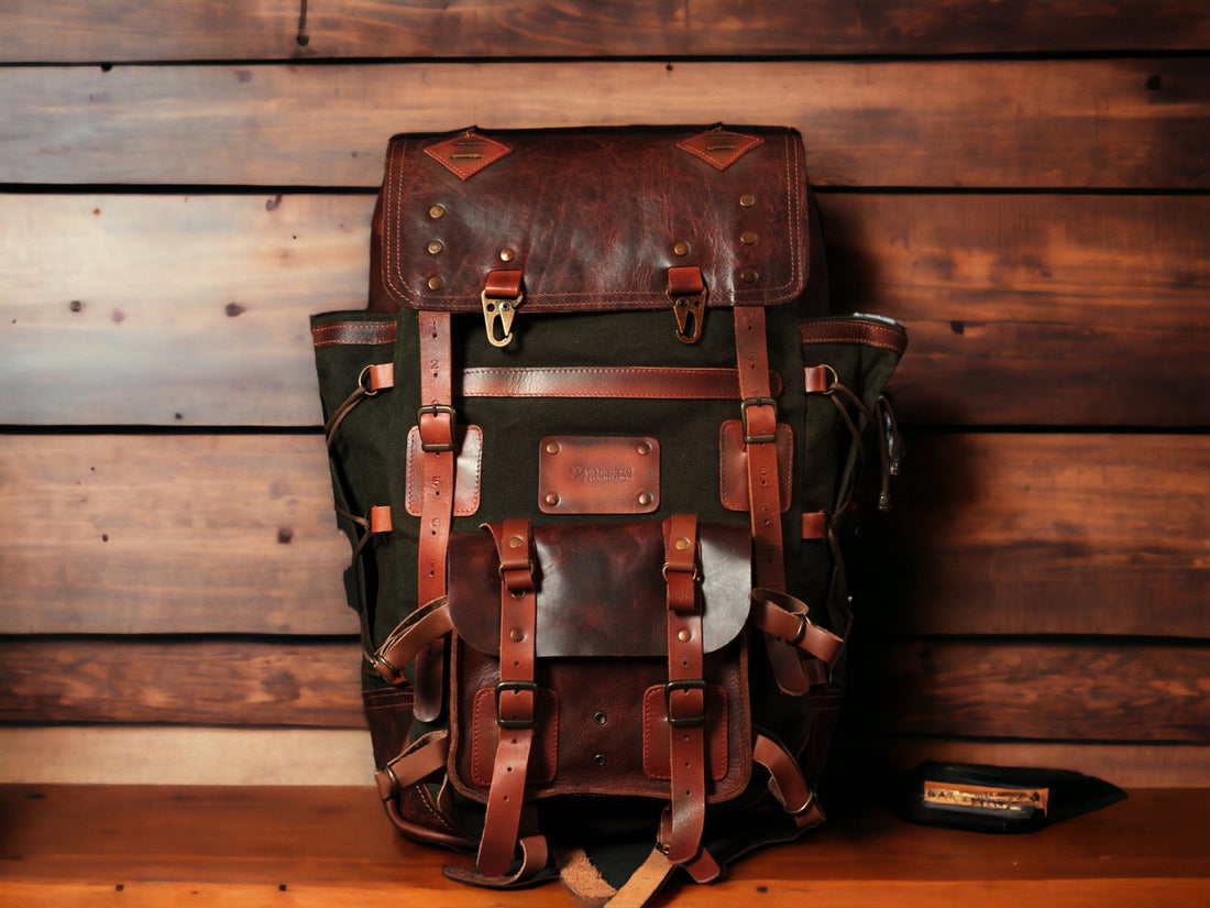 Travel Backpack | Camping Backpack | Handmade Leather Canvas Bushcraft Backpack | Daypack-Travel-Camping-Bushcraft | 45 L | Personalization  99percenthandmade