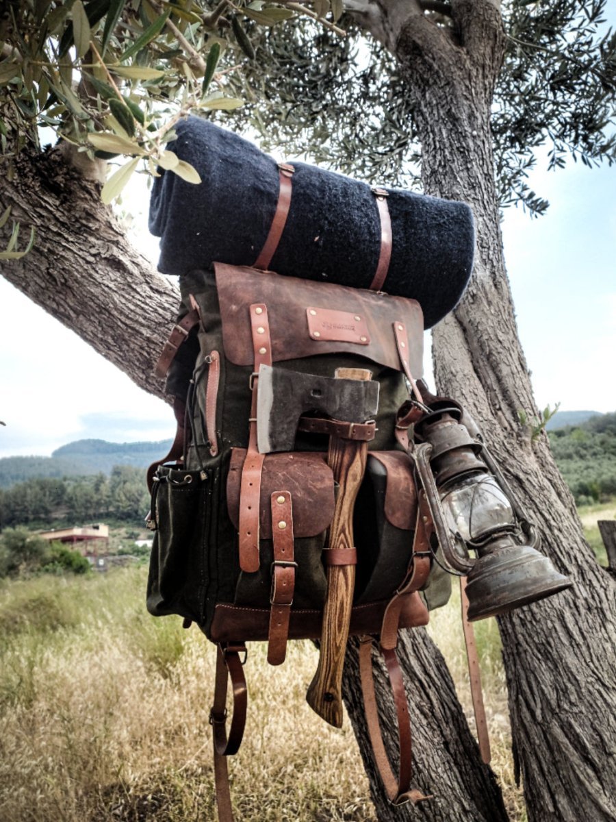 thumbnail image 2 of Leather Canvas Bushcraft Foraging Bag 2 of 13