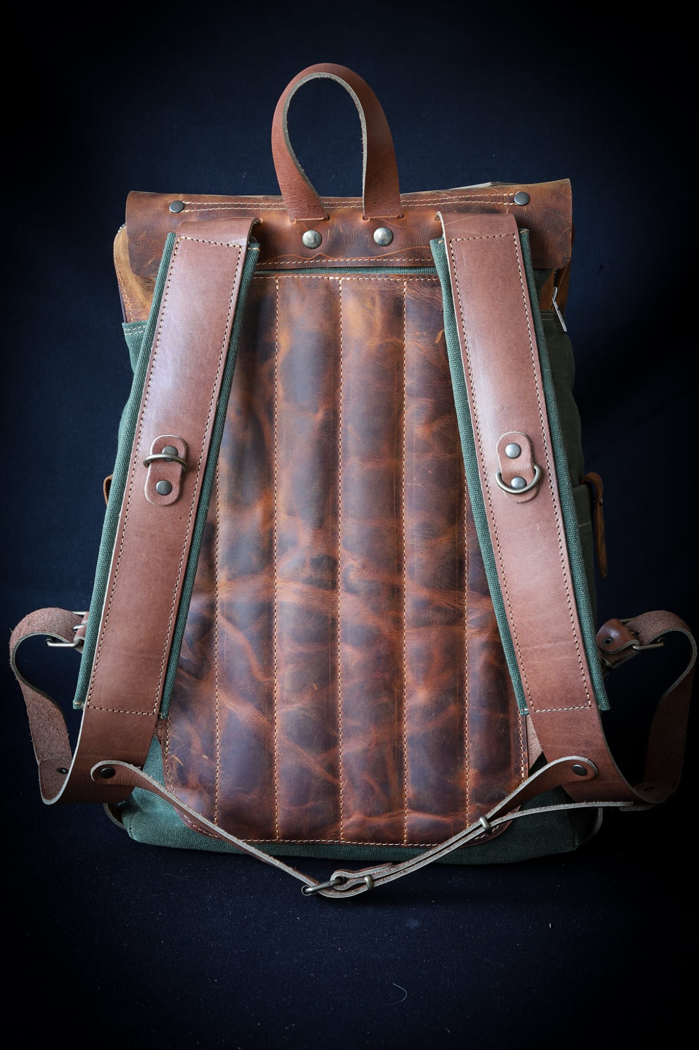 Hiking | Handmade Leather Waxed Canvas | Backpack | Rucksack | Bag