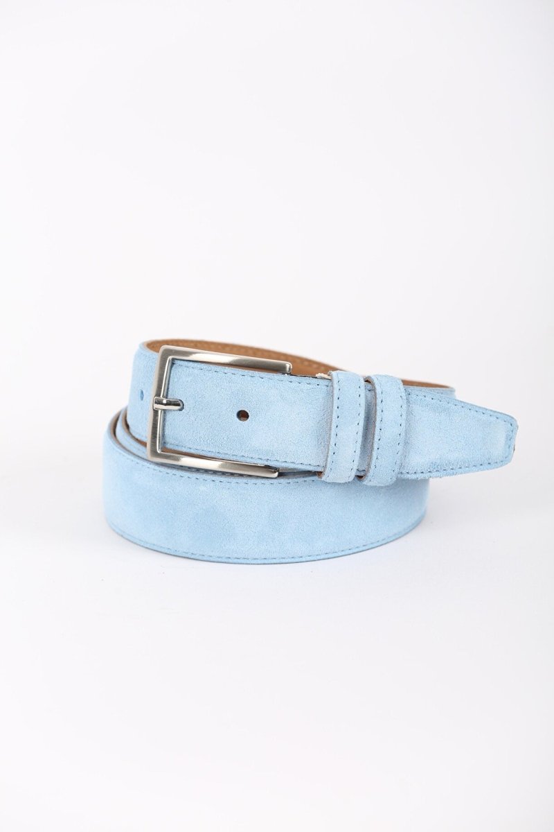 Handmade Suede Leather Belt with Different Color Options Belt 99percenthandmade 32" - 34" Waist inches (70cm-80cm)-Small İce Blue