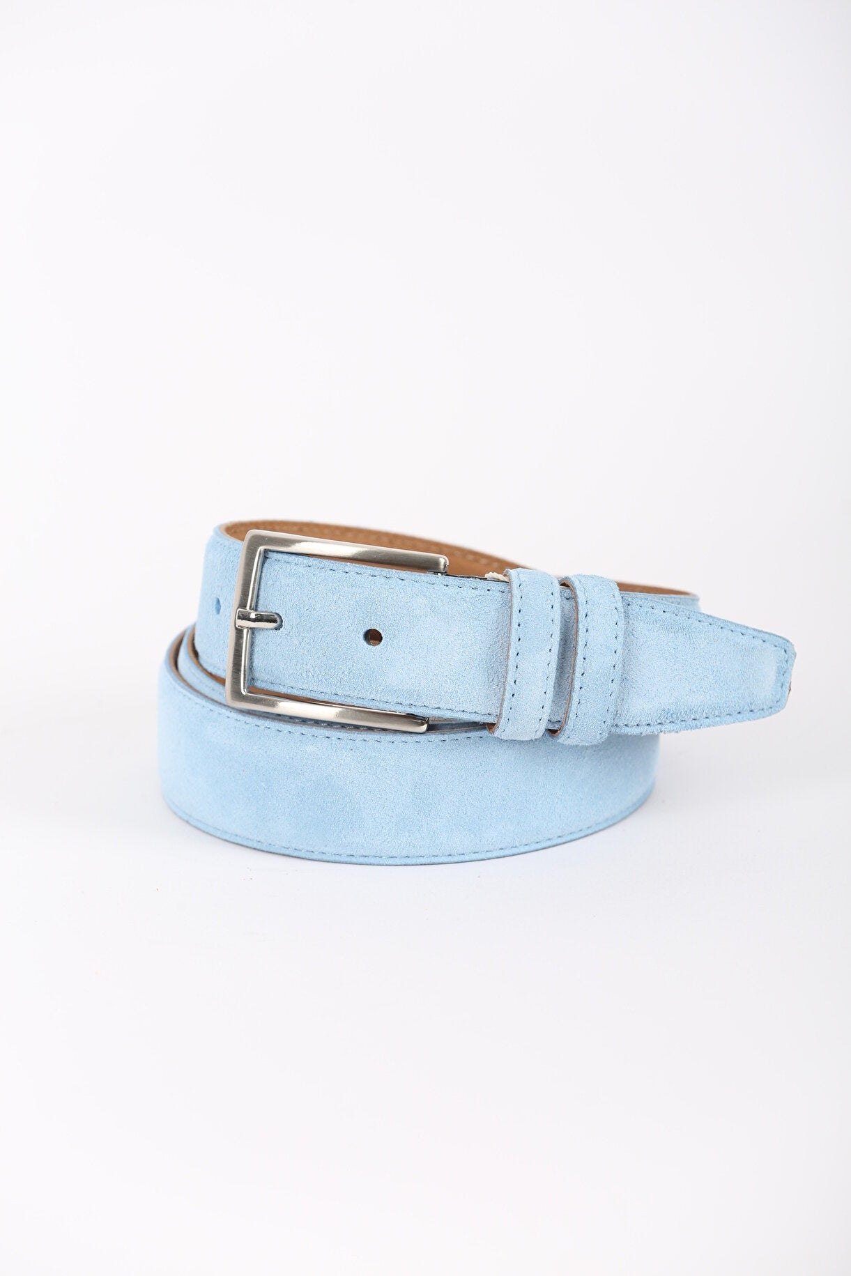 Handmade Suede Leather Belt with Different Color Options Belt 99percenthandmade 32" - 34" Waist inches (70cm-80cm)-Small İce Blue