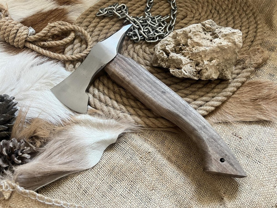 Hand - Forged Camping Axe | 32 cm CK45 Carbon Steel with Walnut Handle | 99Percent Handmade - 99percenthandmade - 99percenthandmade - 
