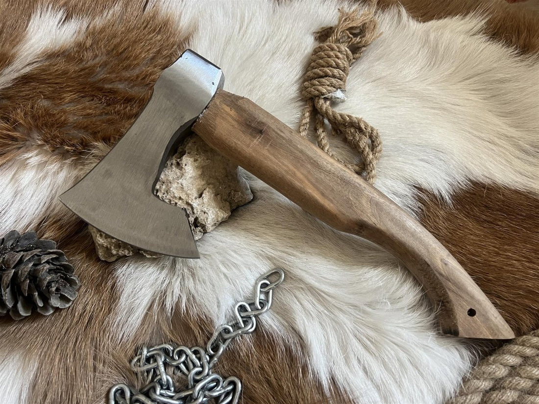 Hand - Forged Camping Axe | CK45 Carbon Steel with Walnut Handle | 99Percent Handmade - 99percenthandmade - 99percenthandmade - 