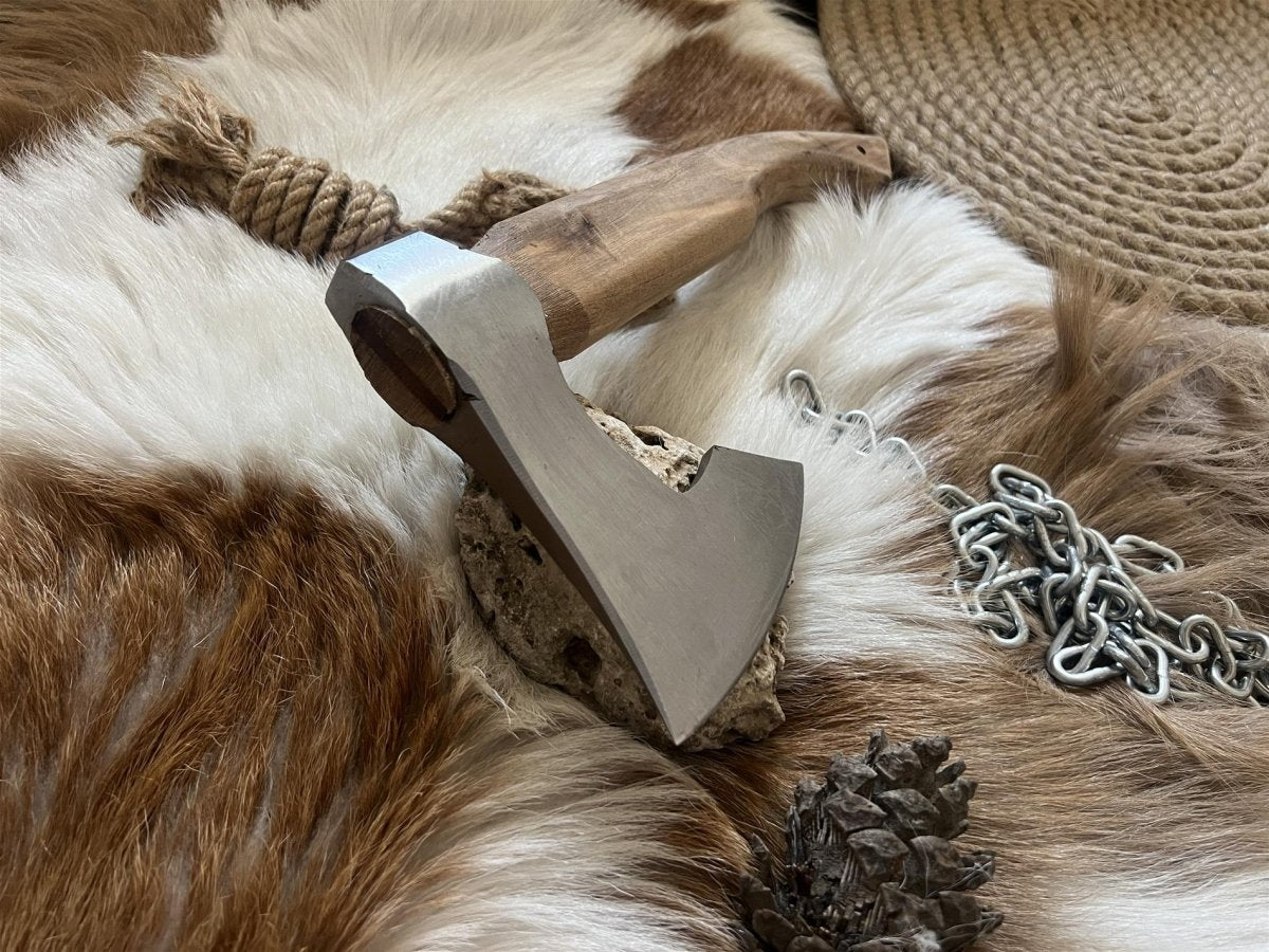 Hand - Forged Camping Axe | CK45 Carbon Steel with Walnut Handle | 99Percent Handmade - 99percenthandmade - 99percenthandmade - 