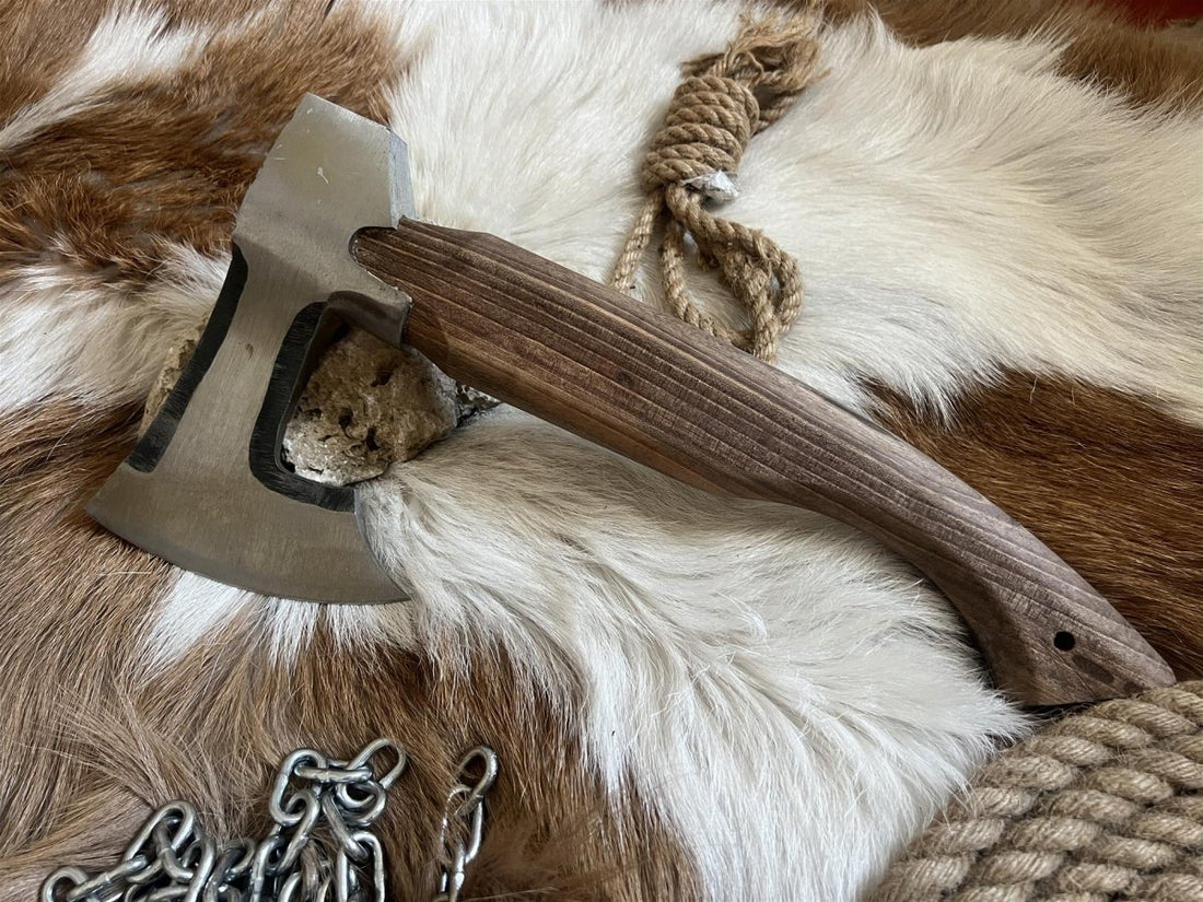 Hand - Forged Camping Axe with Leather Sheath | 35 cm CK45 Carbon Steel & Walnut Handle | 99Percent Handmade - 99percenthandmade - 99percenthandmade - 