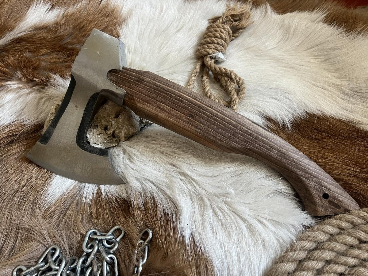 Hand - Forged Camping Axe with Leather Sheath | 35 cm CK45 Carbon Steel & Walnut Handle | 99Percent Handmade - 99percenthandmade - 99percenthandmade - 