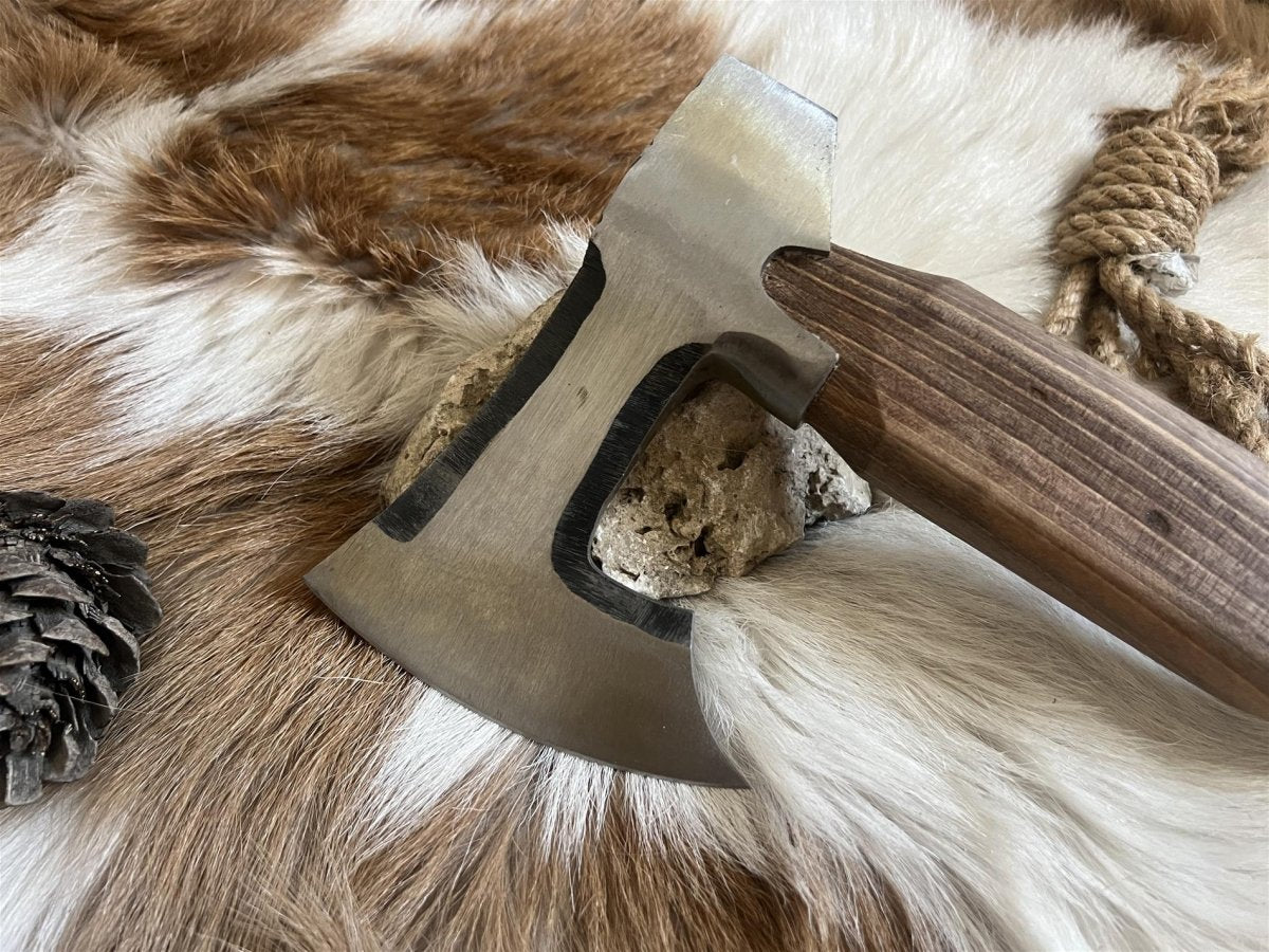 Hand - Forged Camping Axe with Leather Sheath | 35 cm CK45 Carbon Steel & Walnut Handle | 99Percent Handmade - 99percenthandmade - 99percenthandmade - 
