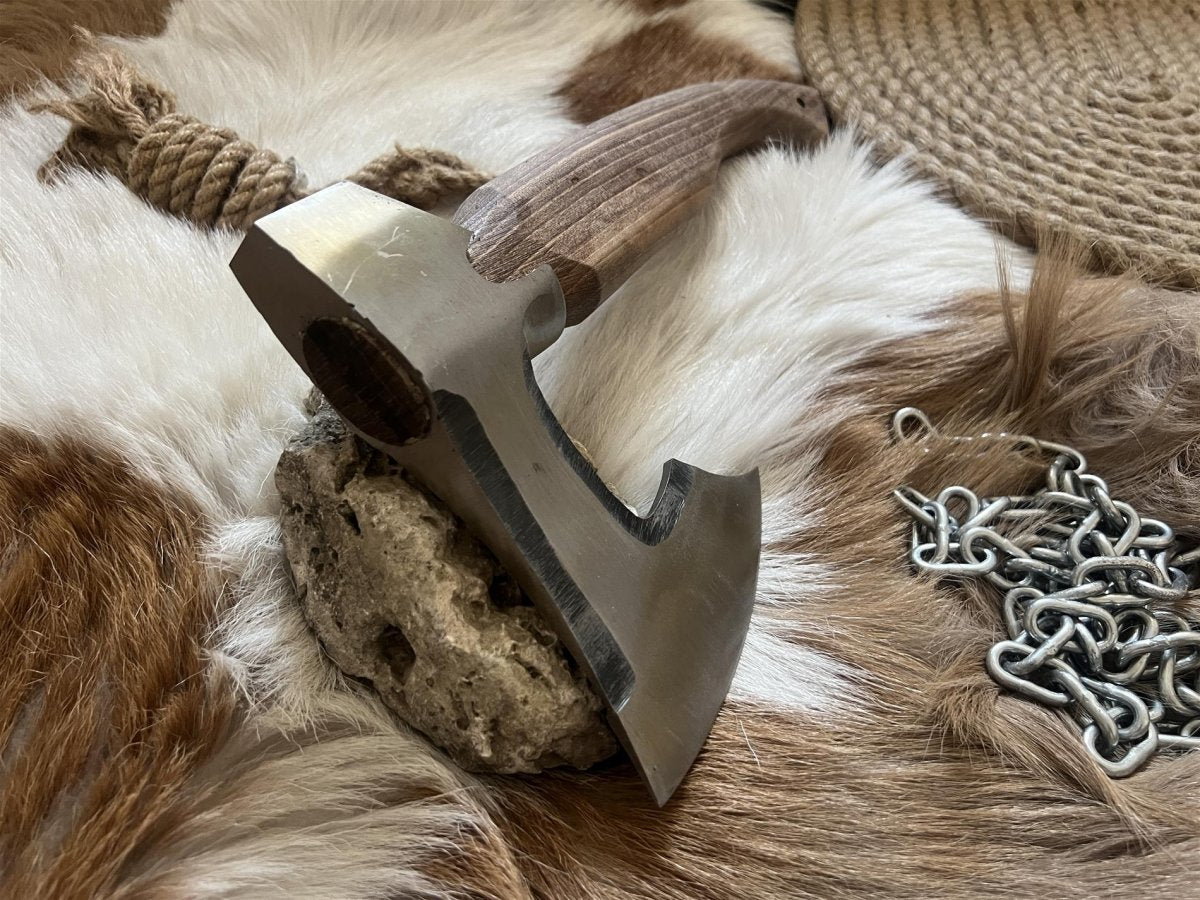 Hand - Forged Camping Axe with Leather Sheath | 35 cm CK45 Carbon Steel & Walnut Handle | 99Percent Handmade - 99percenthandmade - 99percenthandmade - 