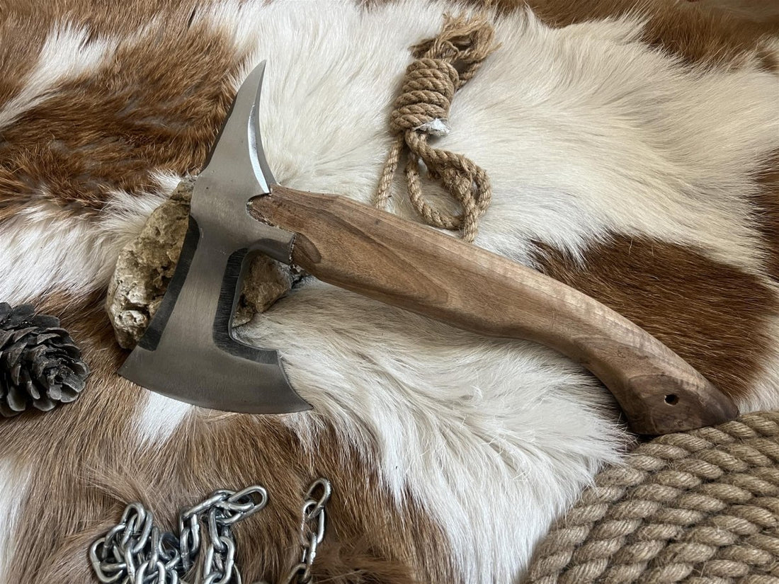 Hand - Forged Camping Axe | 35 cm CK45 Carbon Steel with Walnut Handle | 99Percent Handmade - 99percenthandmade - 99percenthandmade - 