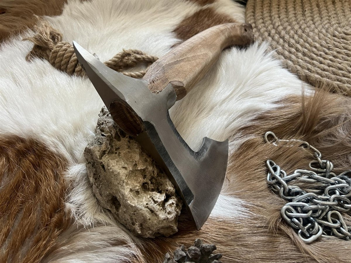 Hand - Forged Camping Axe | 35 cm CK45 Carbon Steel with Walnut Handle | 99Percent Handmade - 99percenthandmade - 99percenthandmade - 