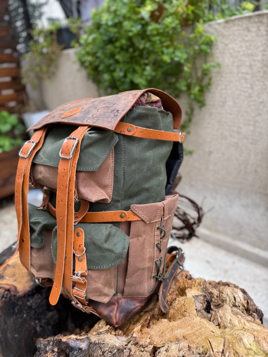 backpack bag canadian canvas leather Green and Brown For College Our Classic Backpack in Forest Green Canvas and Vintage Brown Leather can comfortably accommodate an A4 pad and a 13 laptop Waxed Canvas Backpack. Laptop Backpack.