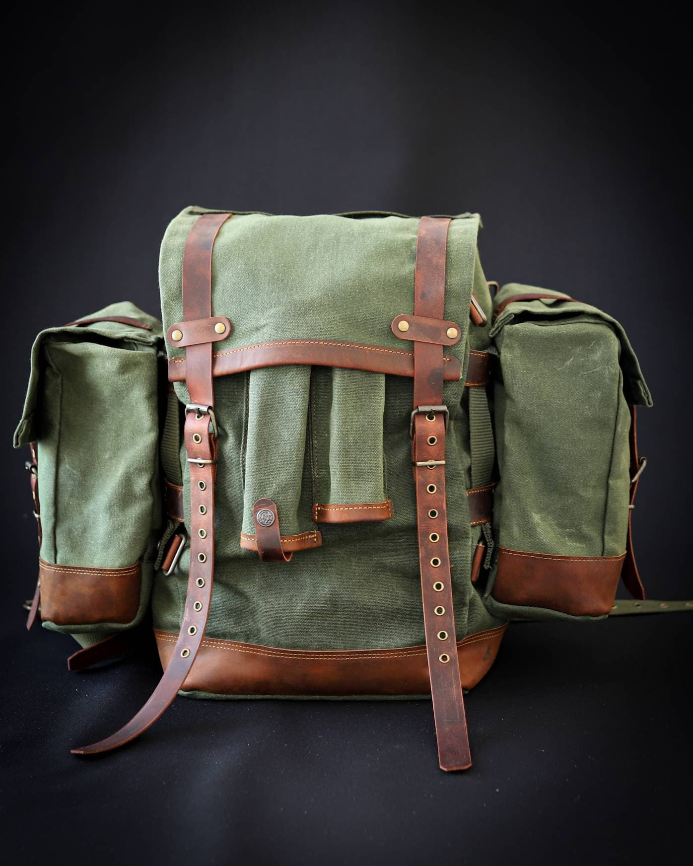 30L to 50L | Handmade  Waxed Canvas Backpack with leather for Travel, Camping | 50 Liter | Personalization  99percenthandmade   
