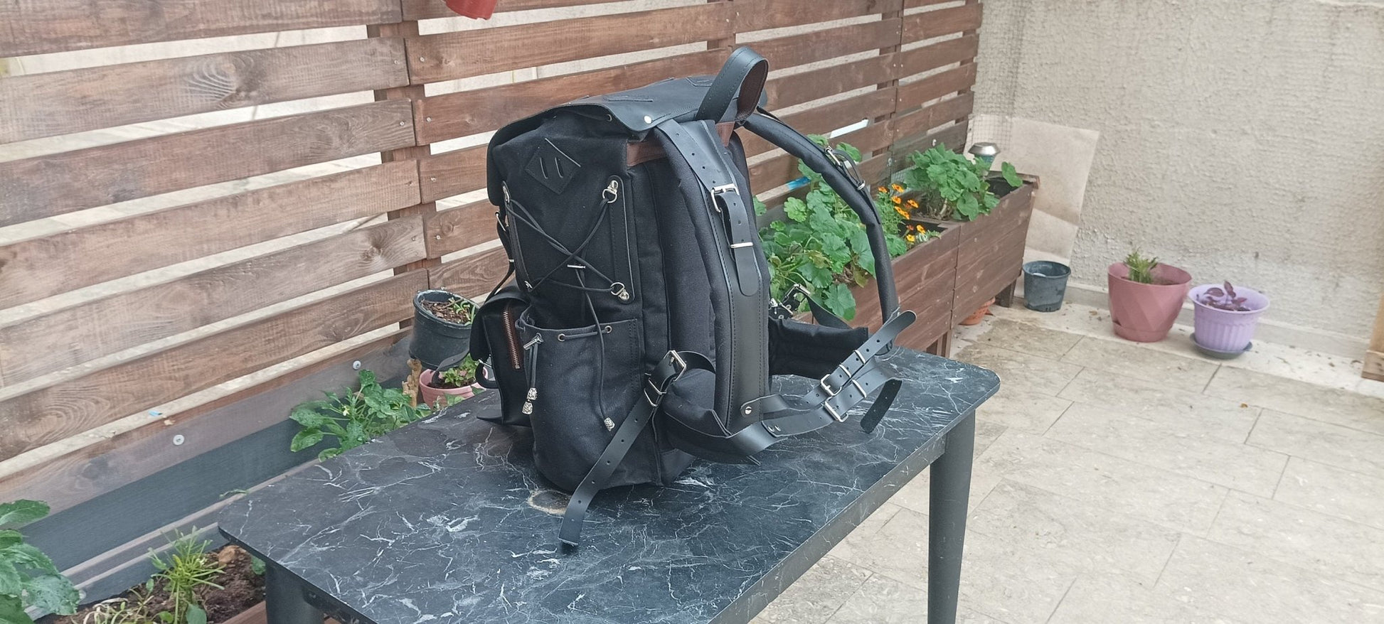 30L to 80L | Camping Backpack | Leather and Waxed Canvas Backpack | Hiking Backpack | Extra large | Bushcraft |  99percenthandmade   