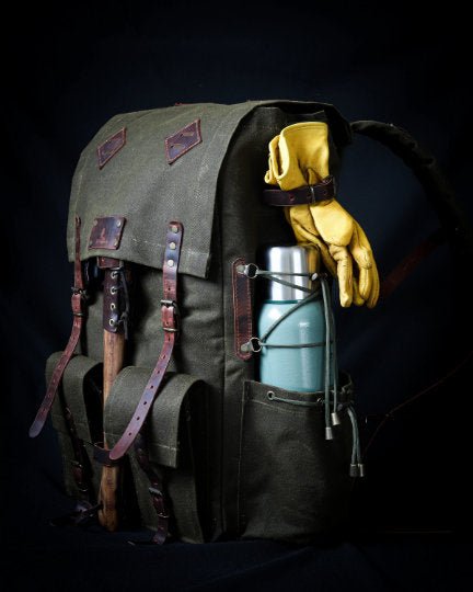 80 L | Bushcraft Backpack | Camping Backack | Green, Brown, Dhaki Colours | Handmade Leather, Canvas Backpack for Travel, Camping, Bushcraft  99percenthandmade   