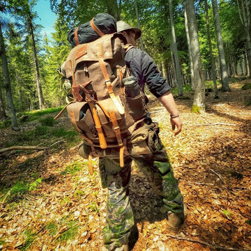 80 L | Bushcraft Backpack | Camping Backack | Green, Brown, Dhaki Colours | Handmade Leather, Canvas Backpack for Travel, Camping, Bushcraft  99percenthandmade   