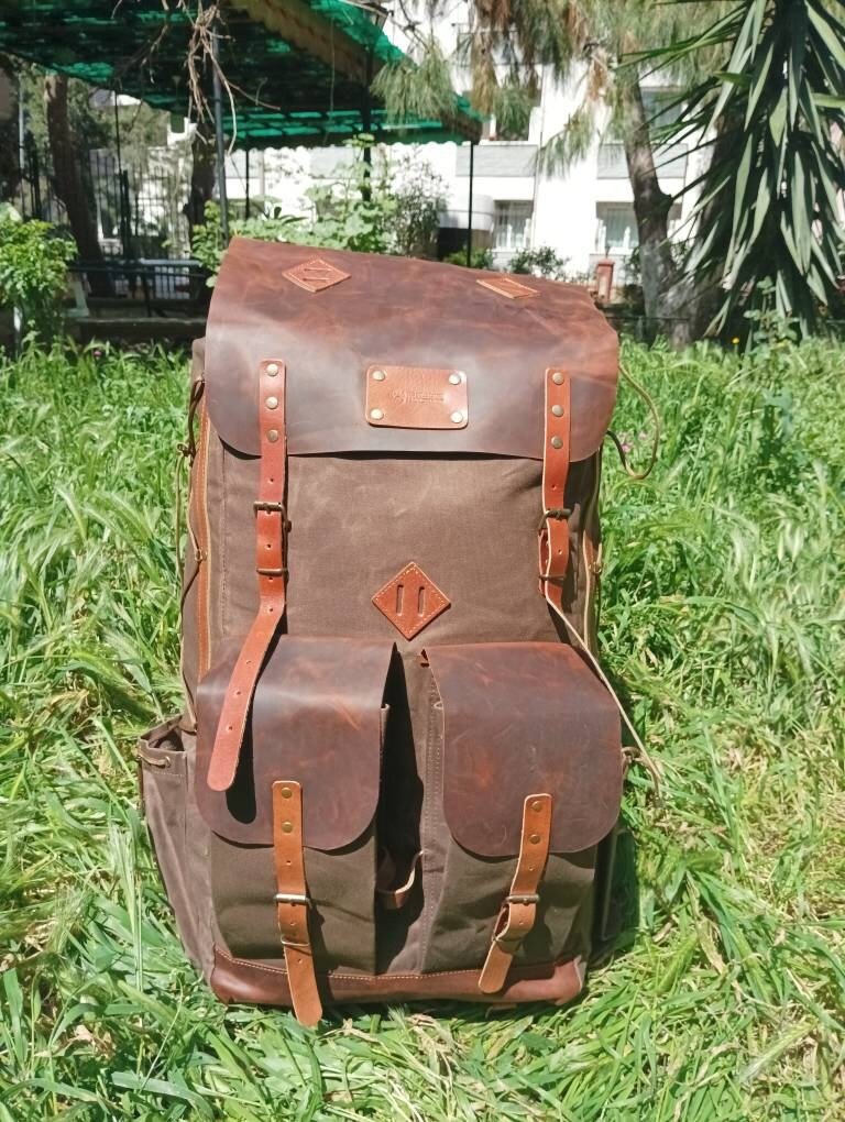 80L - 70L - 60L - 50L Options | Black-Brown-Green | Extra Large | Backpack | Black, Brown, Green | Camping Backpack |  Travel Backpack  99percenthandmade   
