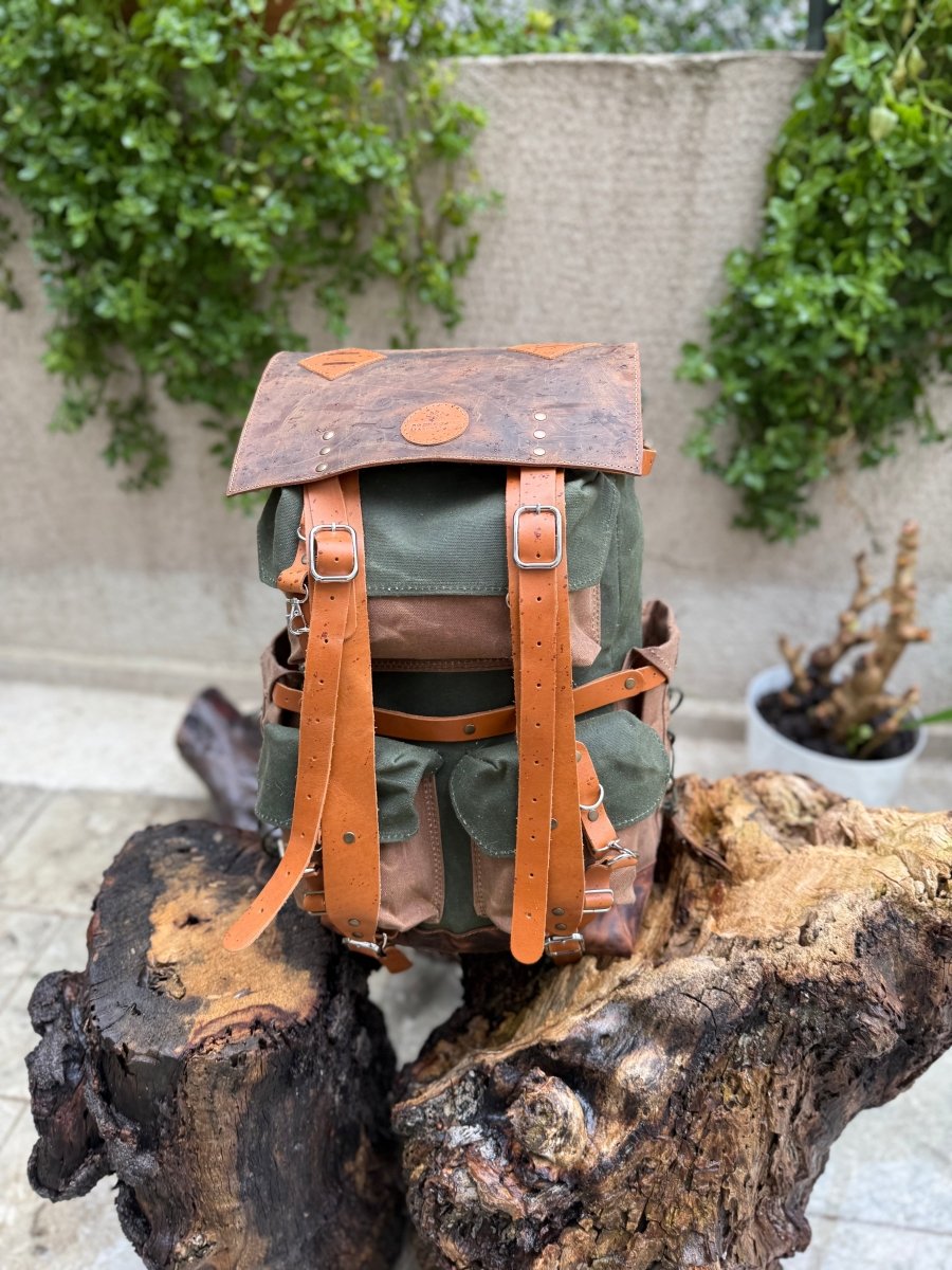 commissioning a custom leather backpack Handmade Leather-Canvas Backpack for Travel, Camping, Bushcraft