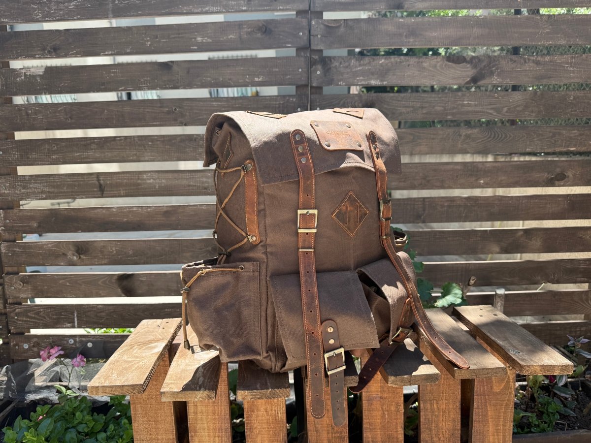 The Harmony of New and Old | 2026 Limited Edition | Handmade Leather - Canvas | New Version | Travel & Adventure Ready | 24 Hours Tested - 99percenthandmade - 99percenthandmade - 30 Liters - Grey Canvas Flap -