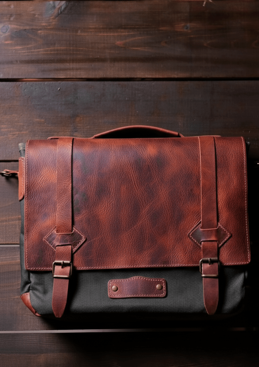 Handmade Messenger Bag, Laptop Bag, Briefcase Bag. Size : 13 inch to 17 inch with Brown-Green - Black 99percenthandmade