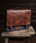 Handmade Messenger Bag, Laptop Bag, Briefcase Bag. Size : 13 inch to 17 inch with Brown-Green - Black 99percenthandmade