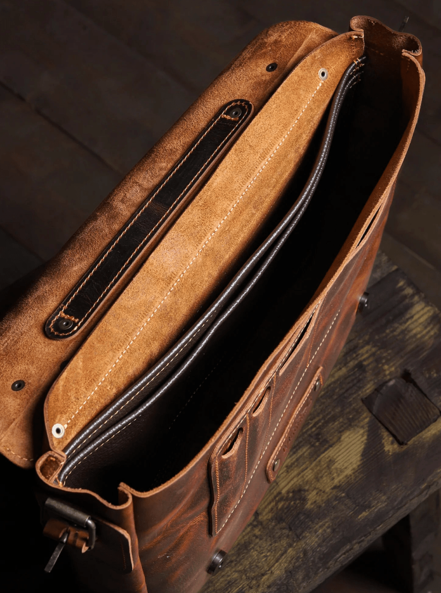 Handmade Messenger Bag, Laptop Bag, Briefcase Bag. Size : 13 inch to 17 inch with Brown-Green - Black 99percenthandmade
